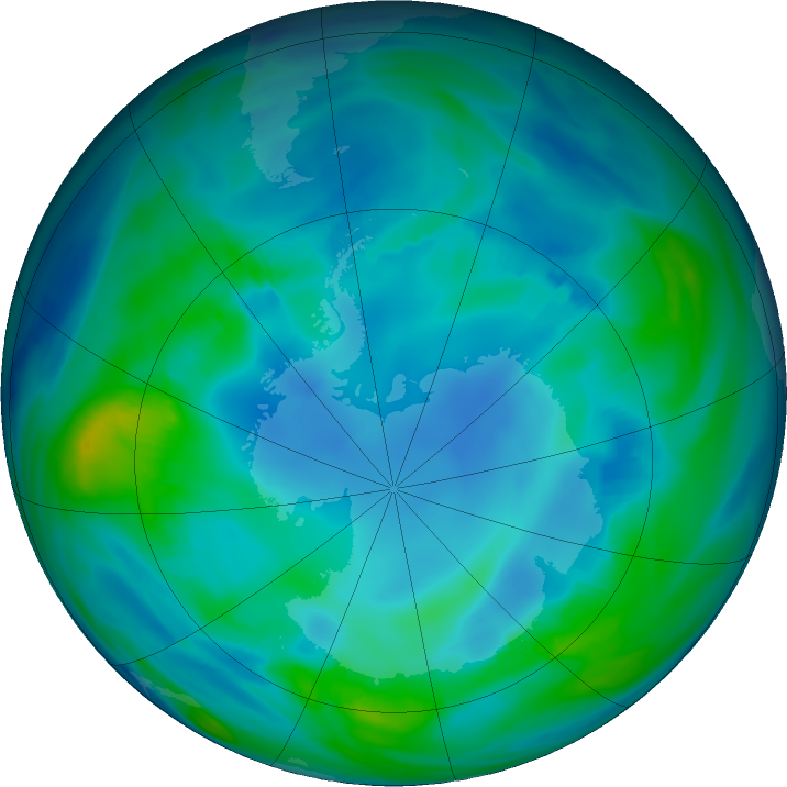 Antarctic ozone map for 10 May 2017